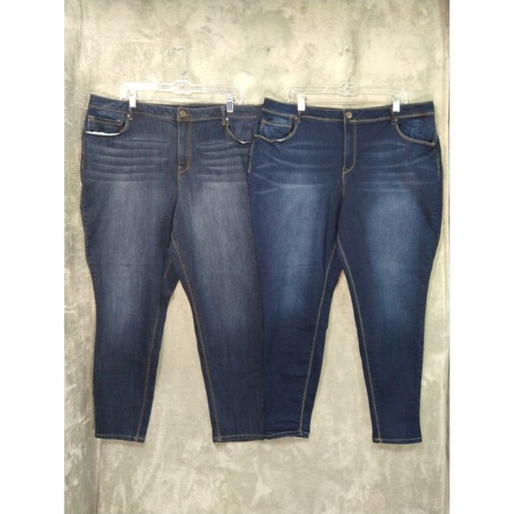 1822 Jeans Womens 22W Blue Denim Curvy Adrianna Skinny High Rise Ankle Lot of 2 - Picture 1 of 10